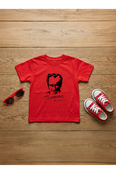 STİL-X Παιδικό μπλουζάκι με στάμπα Mustafa Kemal Atatürk, 100% βαμβακερό, με ...