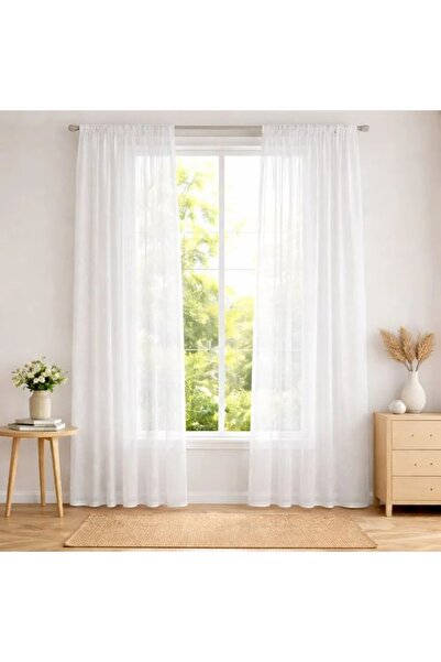 ZanaCasei Perdea albă cu bandă de prindere, 140 x 260 cm