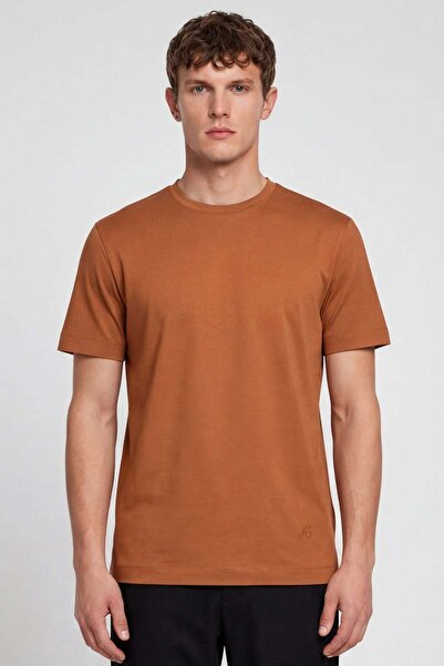Sabri Özel Men's Cinnamon Modern Fit 100% Cotton Basic T-Shirt