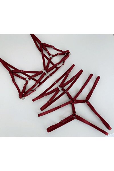 Sandrada SD Set body harness reglabil roșu – accesorii statement pentru outfi...