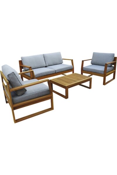Garden Set mobilier Lilja din lemn, 4 piese, 4 locuri, gri