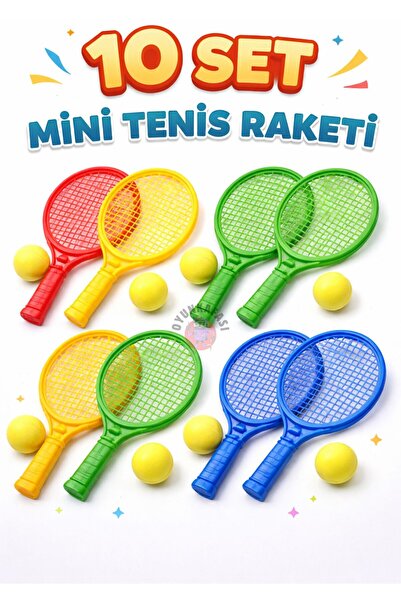 OYUNKAFASI Tenis Raketi 10 Set – Çocuk Oyuncak Raket ve Top Seti