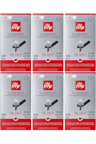 illy E.S.E Espresso Pods - Medium - 18 Count (Pack of 6)