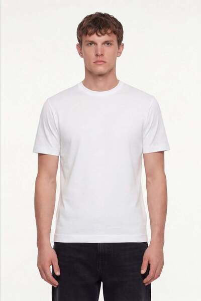 Sabri Özel Men's Ecru Regular Fit 100% Cotton Basic T-Shirt