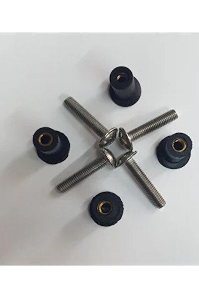 MotoSever 5 mm Üniversal Siperlik Cam Kauçuklu Somun+Vida Set