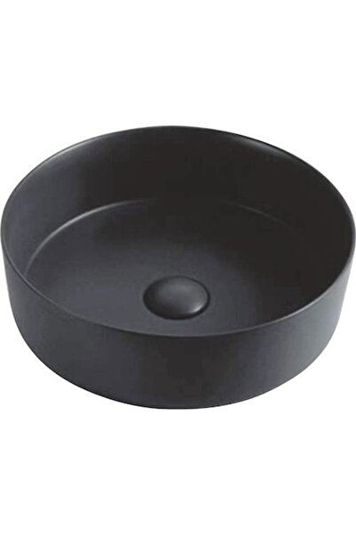 FACKELMANN Lavoar ceramic rotund, montaj pe blat, 36 cm, negru mat