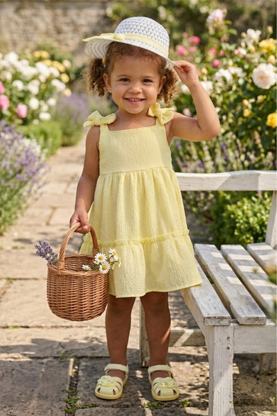 TOFİSA Rochie Sari pentru fete cu pălărie - 28350-GALBEN