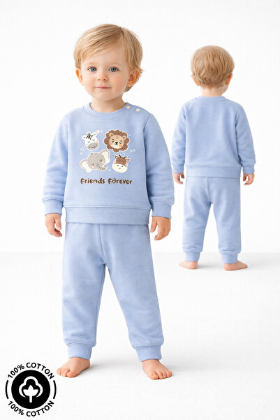Miniel طقم أطفال من قطعتين مطبوع عليه Bebek Forever Friends مصنوع من القطن بن...