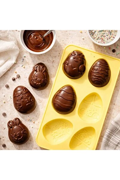 ZanaCasei Silicone Mold with 6 Easter Egg Shapes, 16.5 x 26 cm