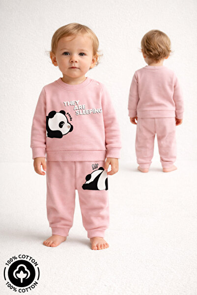 Miniel Unisex Baby Sleeping Panda Printed 100% Cotton 6-9-12 Months Top and B...
