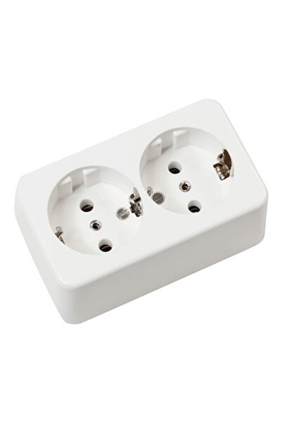 Clasic Double Socket with Grounding Gebro, Surface Mounted, White