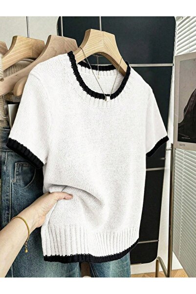 banessa Πλεκτό μπλουζάκι με κοντό μανίκι και λαιμόκοψη ποδηλάτου