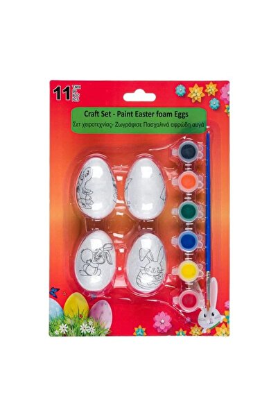 ZanaCasei Easter craft set “Paint Foam Eggs” with paints and brush, 6 cm – 11...