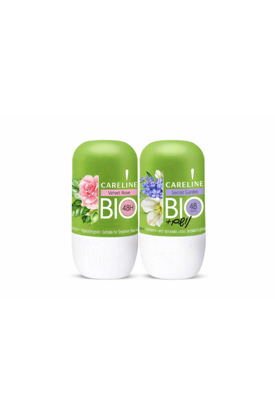 Careline Set 2 x Deodorant roll-on BIO 48H – Velvet Rose & Secret Garden