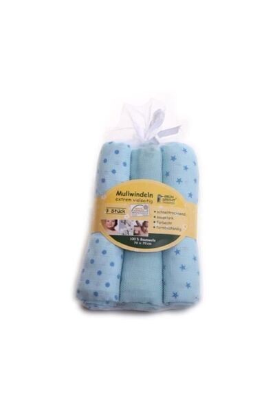 Evelise Σετ 3 βαμβακερών πανιών μουσελίνας 70Χ70 εκ. μπλε GRUENSPECHT 167-V2