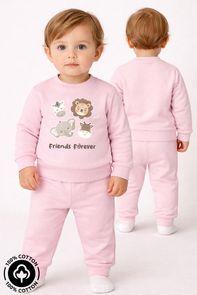 Miniel طقم أطفال من قطعتين مطبوع عليه Bebek Forever Friends مصنوع من القطن بن...