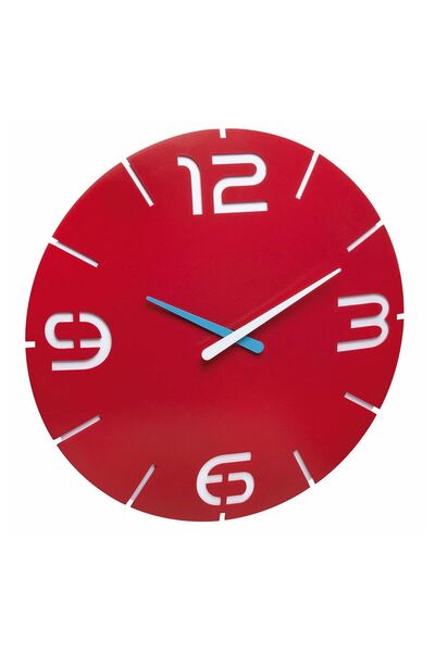 Evelise Ceas de perete colorat, analog, creat de designer, model CONTOUR, ros...