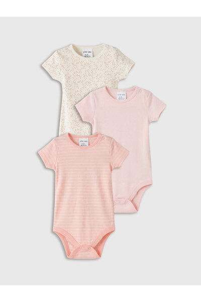 LC Waikiki Crew Neck Baby Girls' Snap Bodysuit 3-Pack