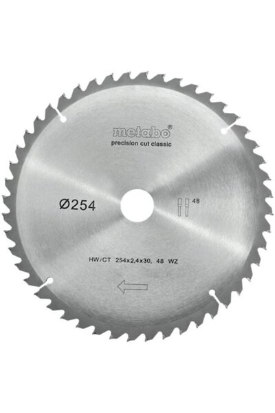 Metabo Circular Saw Blade, 254x30x2.4mm, for Wood, 48 Teeth