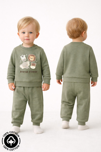 Miniel طقم أطفال من قطعتين مطبوع عليه Bebek Forever Friends مصنوع من القطن بن...
