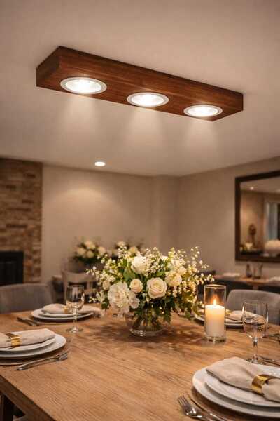 Viesteknoloji Modern ahşap ceviz renkli 3renk ışık modlu salon yemek masası ü...