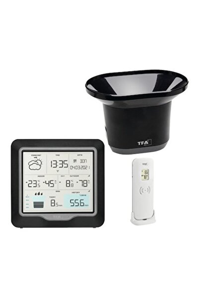 TFA Wireless Rain Pro Weather Station with Rain Gauge Black