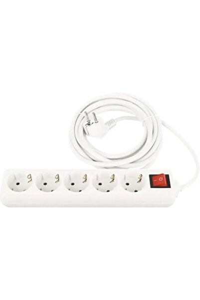 Clasic Prelungitor electric Strohm cu 5 prize, 3m, 3680W, alb, cu întrerupător