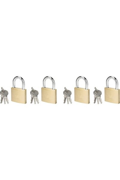 OEM Brass Padlock 40mm, Shackle Ø6, 3mm, 4x3 Keys, Pack of 4