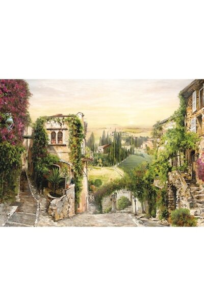 canvas Painting Mediterranean Village 84x116 Cm