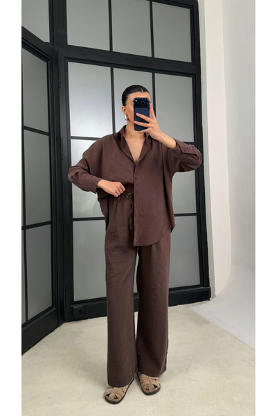 My Blog Brown Md Muadil Shirt and Pants Set - 30137