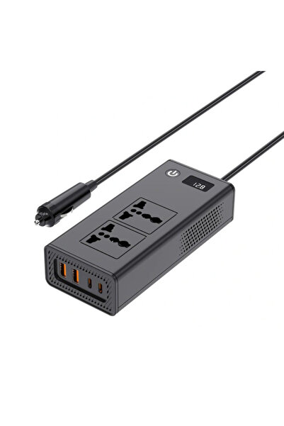 Xo Invertor Priza Auto CZ027 Dual Port, USB-C / USB-A, 200W, Negru