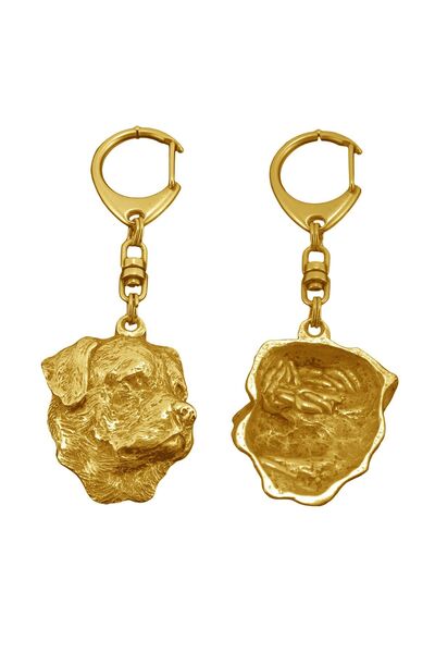 Art - Dog Rottweiler, Rott, Rottie II - Gilded key ring with dog, luxury acce...