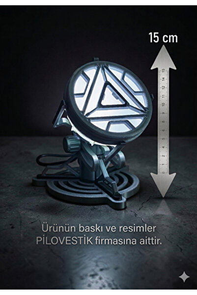 Pilovestik Iron Man Tony Stark Ark Reaktörü Işıklı Masa ve Gece Lambası - 15CM
