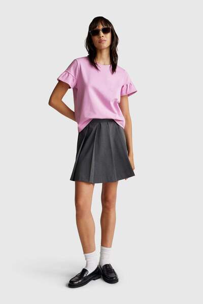 United Colors of Benetton Tricou roz deschis pentru femei/fete, cu mâneci ame...