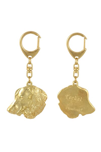 Art - Dog Dachshund IV - Breloc aurit cu câine, decorațiune pentru geantă, ac...