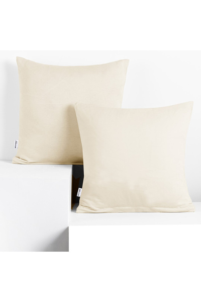 Deco King Set 2 huse perne decorative din bumbac cu fermoar, Amber, 135 g/m2,...