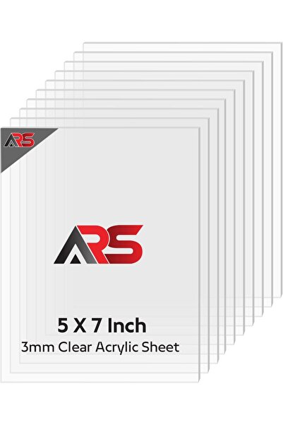 Al Raied ARS® Acrylic Sheet Clear Cast Plexiglass 5" x 7" 0.08" Thick (3mm) P...