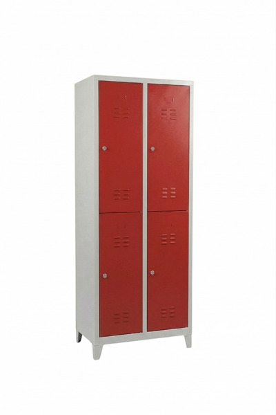 4 Gözlü Standart Soyunma Dolabı Kırmızı 80x40x198