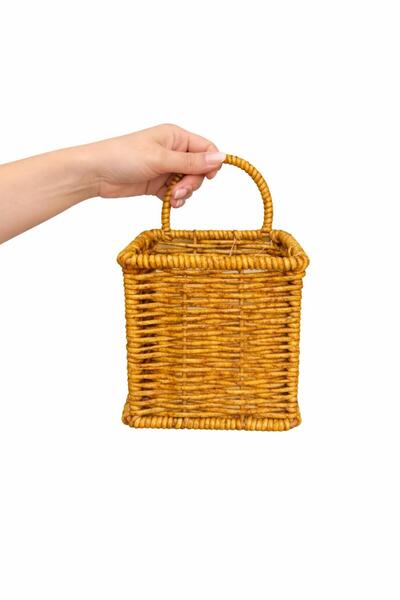 Flaura Home 2’li Hasır Organizer Seti – Saplı Mini Düzenleyici (Kare + Yuvarl...