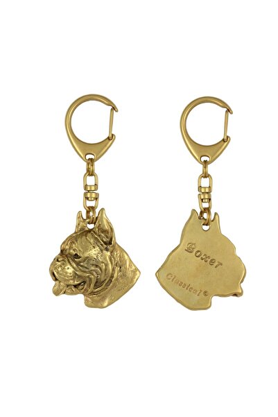 Art - Dog Boxer, German Boxer I - Gilded key ring with dog, handbag decoratio...