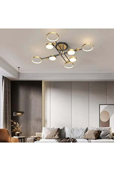 OEM Lustra LED Poppy, 128 W, Dimabilă, Auriu-Negru, 126x126x26 cm