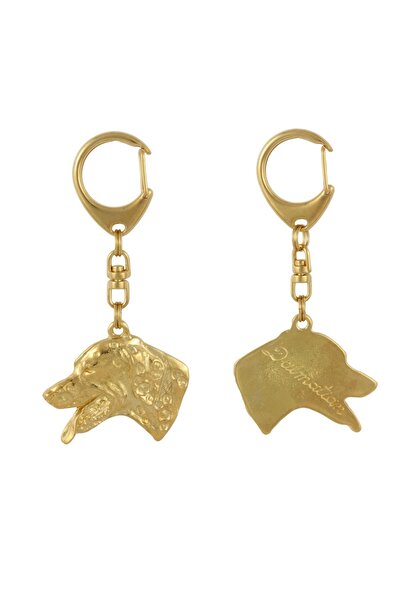 Art - Dog Dalmațian, Câine de cărucior, Câine cu pete - Breloc aurit cu câine...