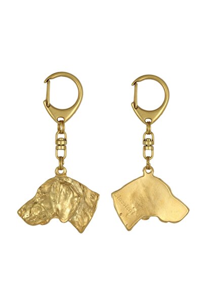 Art - Dog Weimaraner, Grey Ghost - Gilded key ring with dog, luxury accessory...