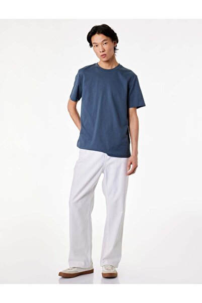 Koton Tricou de bază din bumbac, cu mânecă scurtă, croială normală, decolteu ...