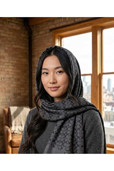 white stars Șal cu model C pe ambele părți