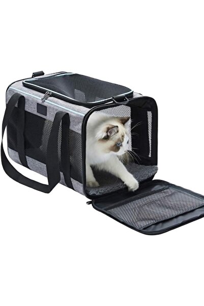 NEXTWAVE ®   Τσάντα μεταφοράς μικρών ζώων, 45x28x28 εκ., διαπνέον πλέγμα, γκρι