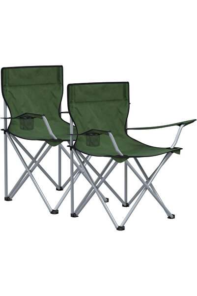 SONGMICS Set de 2 scaune de camping pliabile cu suport pentru băuturi, 52x84x...