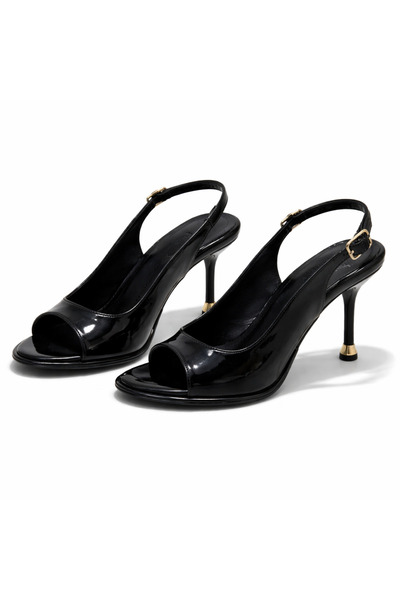 PATRON SHOES حذاء نسائي بكعب من الجلد اللامع بارتفاع 8 سم، كعب رفيع أنيق للاس...