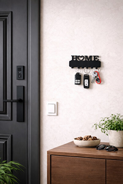 GİZEM SHOP Home Yazılı Parlak Pleksi Anahtarlık Askısı Duvar Tipi Anahtar Org...
