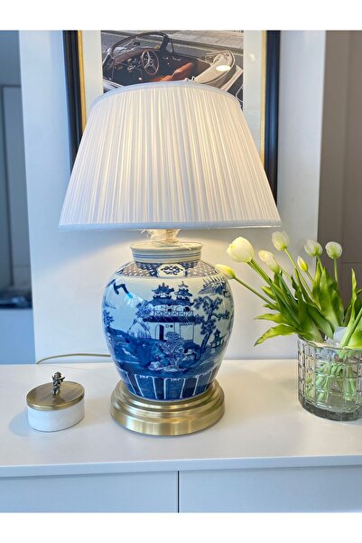 Dekordan House Imported Bleu Blanc Porcelain Lampshade